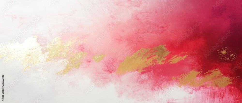 Obraz premium Abstract Pink, Red, and Gold Watercolor Painting - Modern Art Texture Background for Design Projects