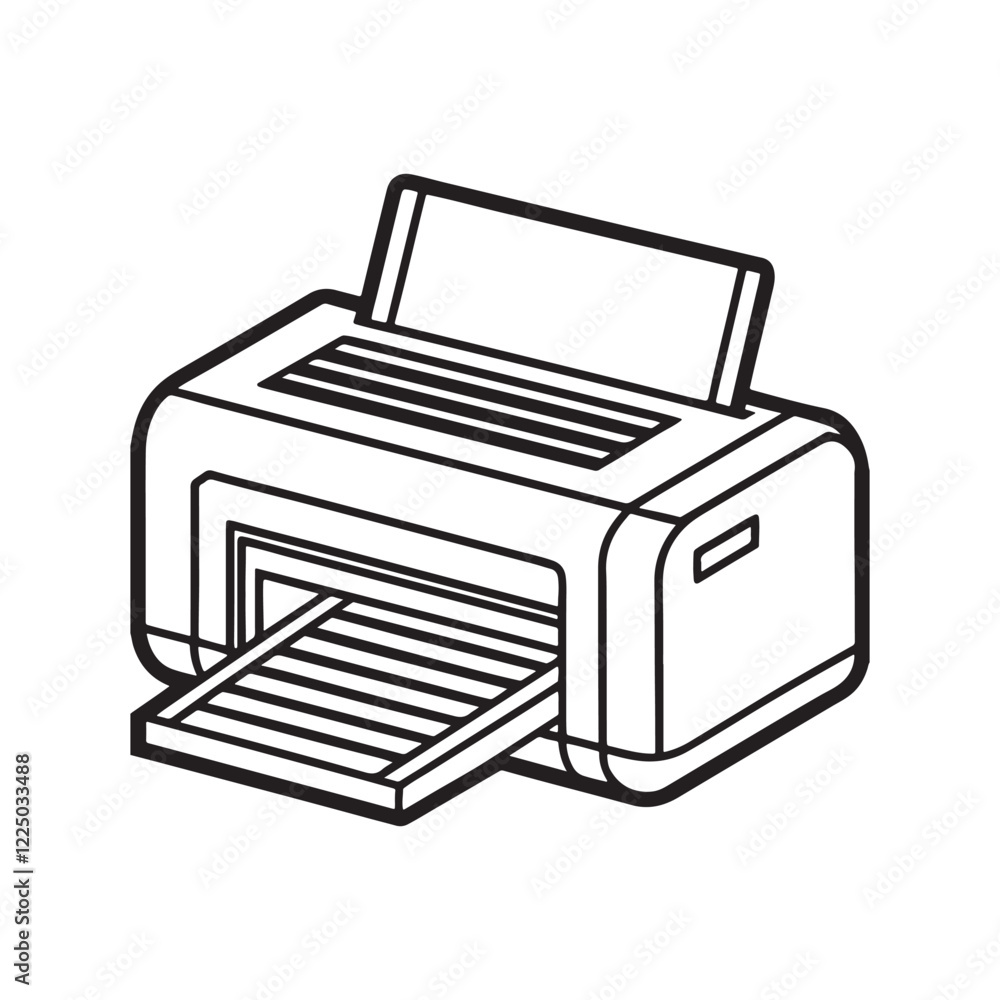 printer line art, black outline, vector and illustration, line art and outline printer line art, black outline, vector and illustration, line art and outline