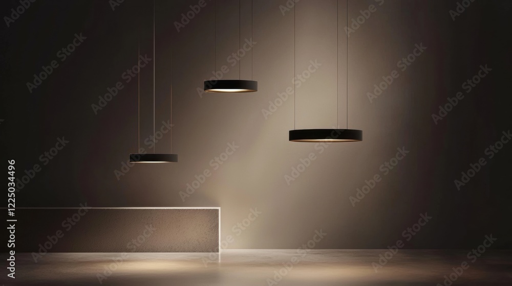 Three black light fixtures hanging from the ceiling Three black light fixtures hanging from the ceiling