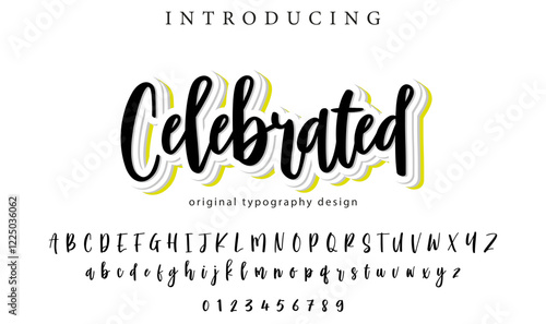 Celebrated Font Stylish brush painted an uppercase vector letters, alphabet, typeface