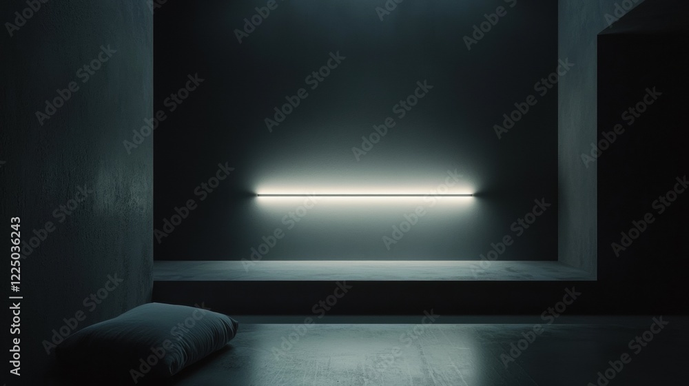 Fototapeta premium A dark room with a white line on the wall