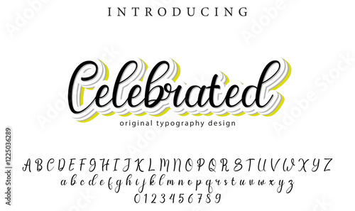 Celebrated Font Stylish brush painted an uppercase vector letters, alphabet, typeface