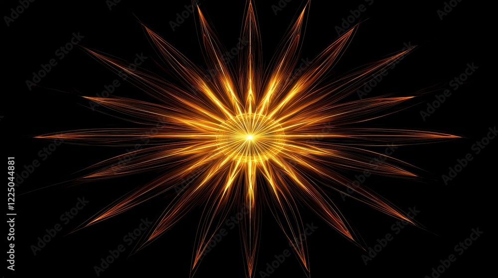 Radiant Starburst Pattern with Vibrant Golden Sparks and Lights Radiant Starburst Pattern with Vibrant Golden Sparks and Lights