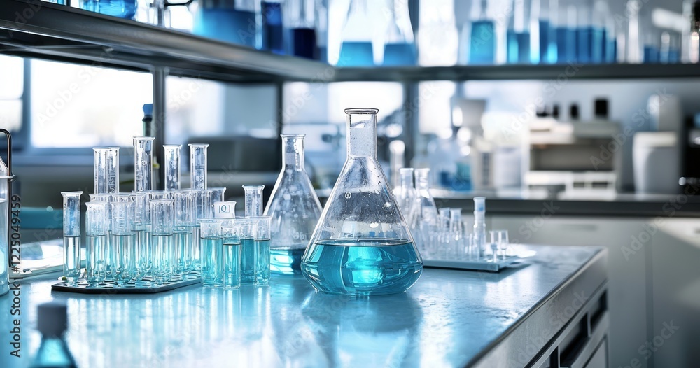 Scientific instruments arranged strategically on a laboratory workspace. Scientific instruments arranged strategically on a laboratory workspace.