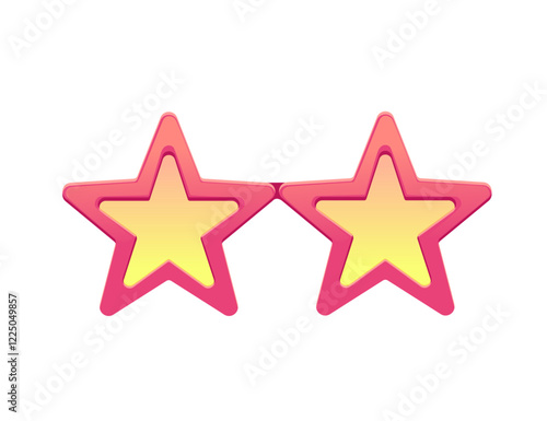 Pink-framed sunglasses with yellow star-shaped lenses and decorative details. Vector illustration isolated on white background