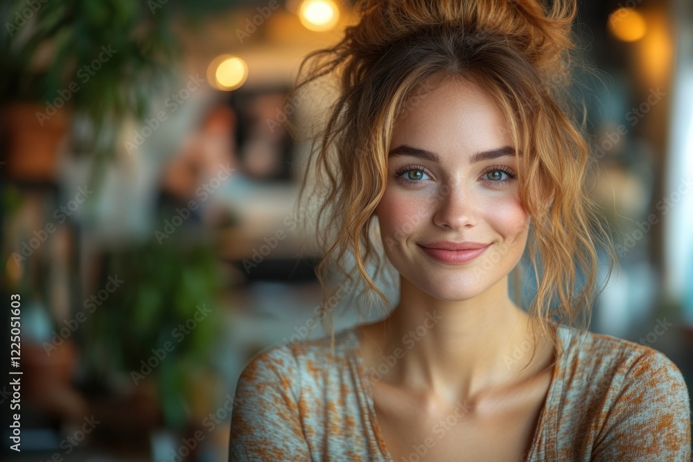 Fototapeta premium Smiling businesswoman sitting in a modern office environment