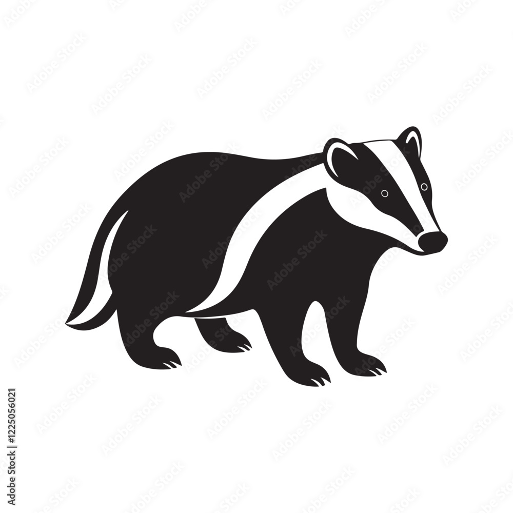 Obraz premium badger silhouette, black and white silhouette, vector and&nbsp;illustration