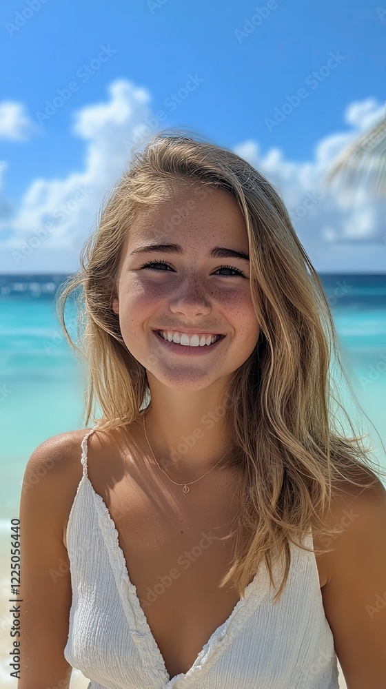 Smiling Woman at the Beach - Summer Vibes Smiling Woman at the Beach - Summer Vibes