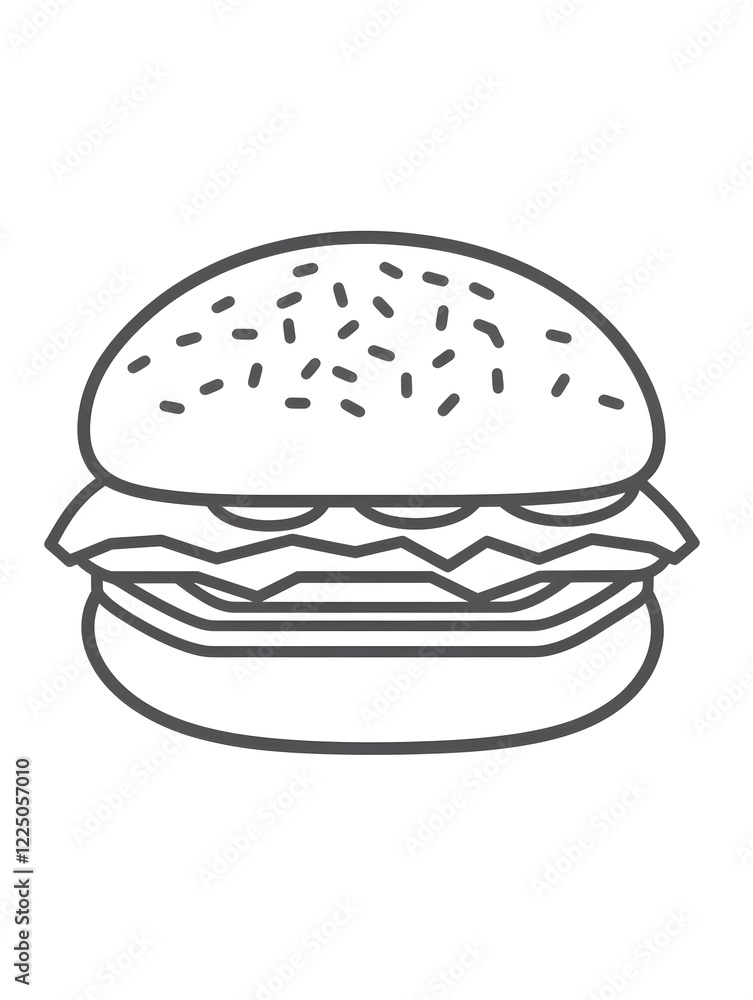 Grey Burger Food Line Icon Symbol Junk Fast Food Grey Burger Food Line Icon Symbol Junk Fast Food