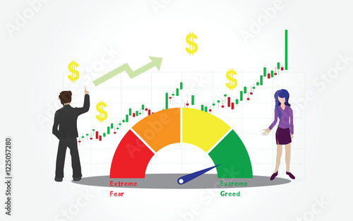 Fear and Greed Indicator - Investors and Businessmen are looking at the direction of the stock market and investment confidence.