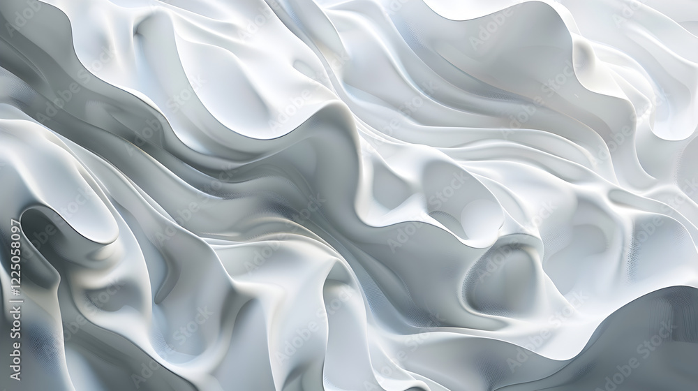 Obraz premium Abstract waves of white and gray create a smooth, flowing texture.