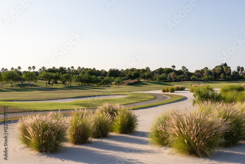 Golf course at sunset, Cacela Velha, Ria Formosa, Algarve