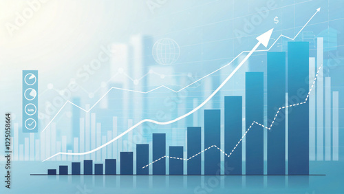 Growing financial graph with upward trends and data visualization