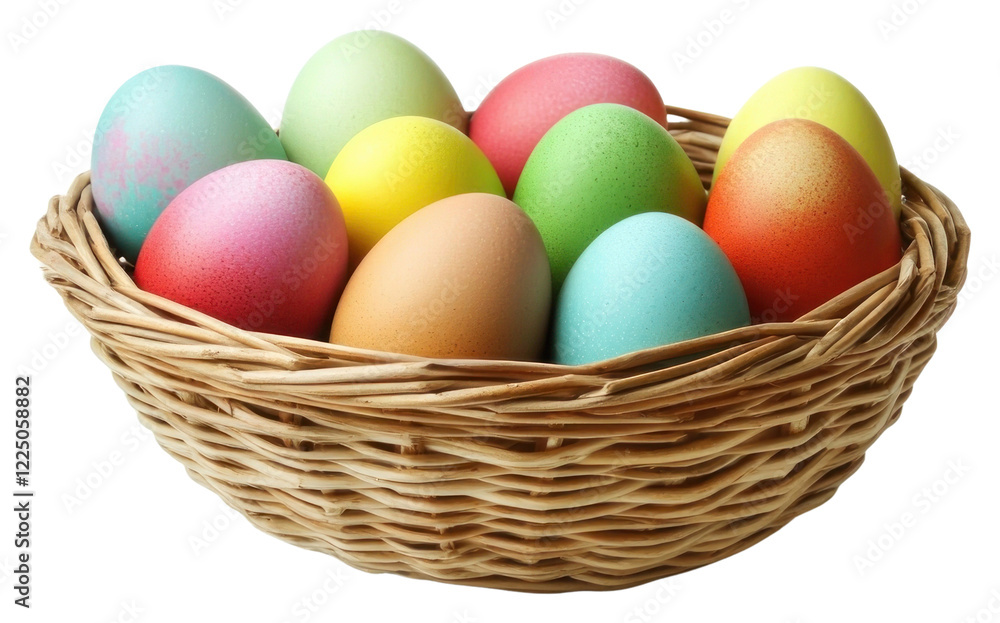 PNG Easter eggs in a basket colorful easter celebration. PNG Easter eggs in a basket colorful easter celebration.