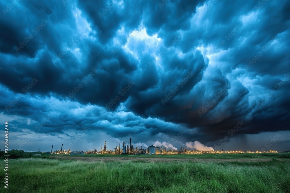 Stormy Skies Over Industrial Chemical Refinery Stormy Skies Over Industrial Chemical Refinery