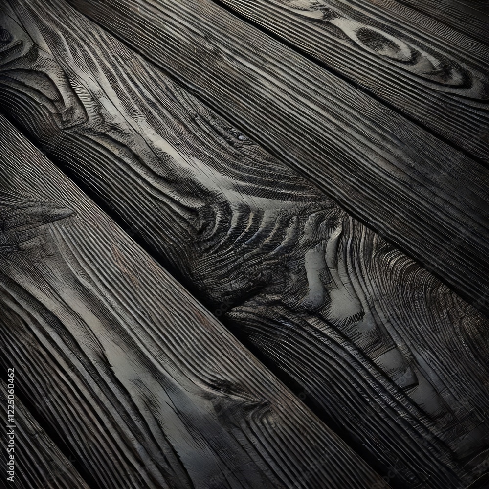 Fototapeta premium Close-up view of a dark, seemingly aged wooden surface 