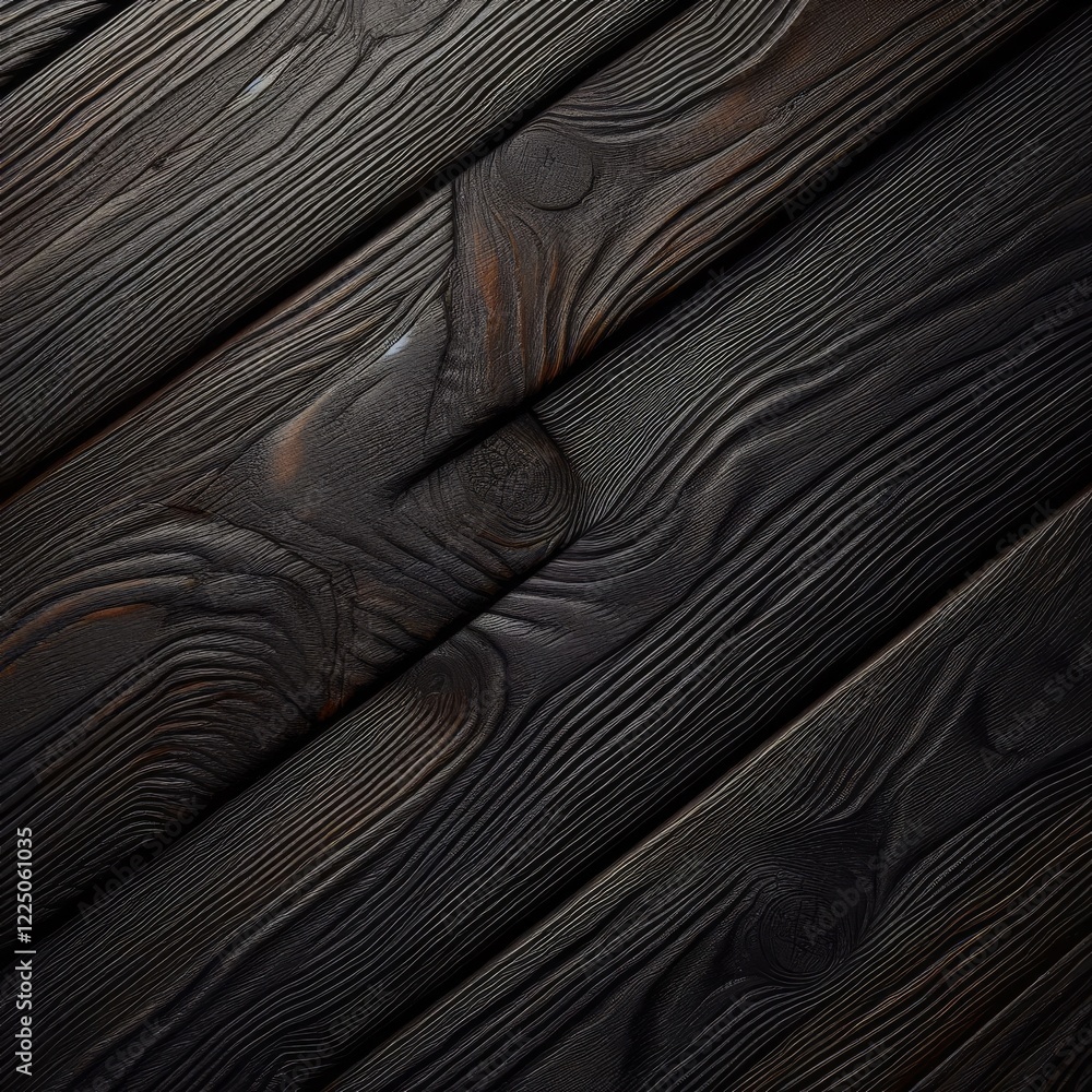 Fototapeta premium Close-up view of a dark, seemingly aged wooden surface 