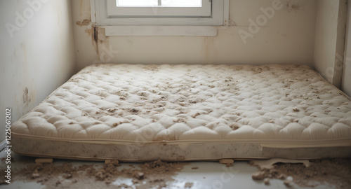 Sandy Mattress in Damaged Room photo