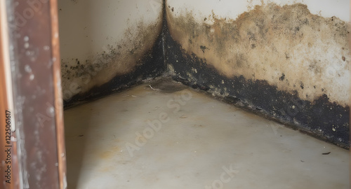 Mold Growth in Corner of Room - Water Damage and Spores