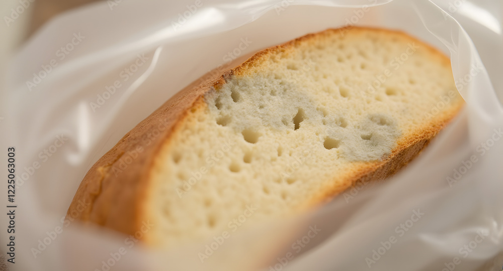 Moldy Bread in Plastic Bag, Close-up Moldy Bread in Plastic Bag, Close-up