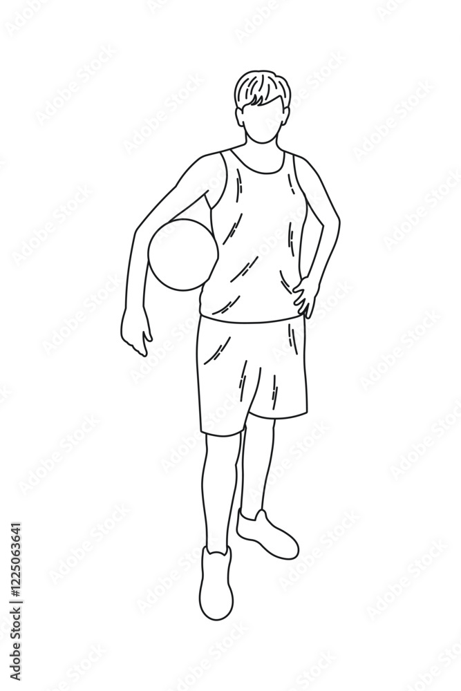 Young female basketball player poses confidently with a ball during practice Young female basketball player poses confidently with a ball during practice