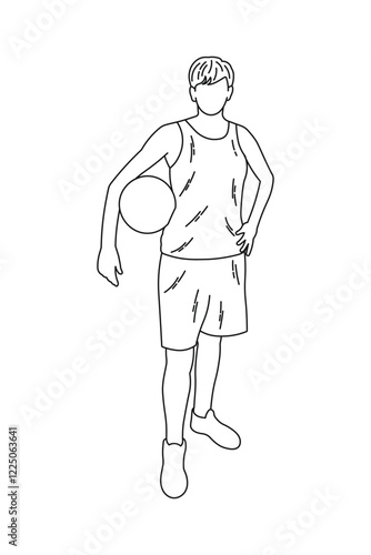 Young female basketball player poses confidently with a ball during practice