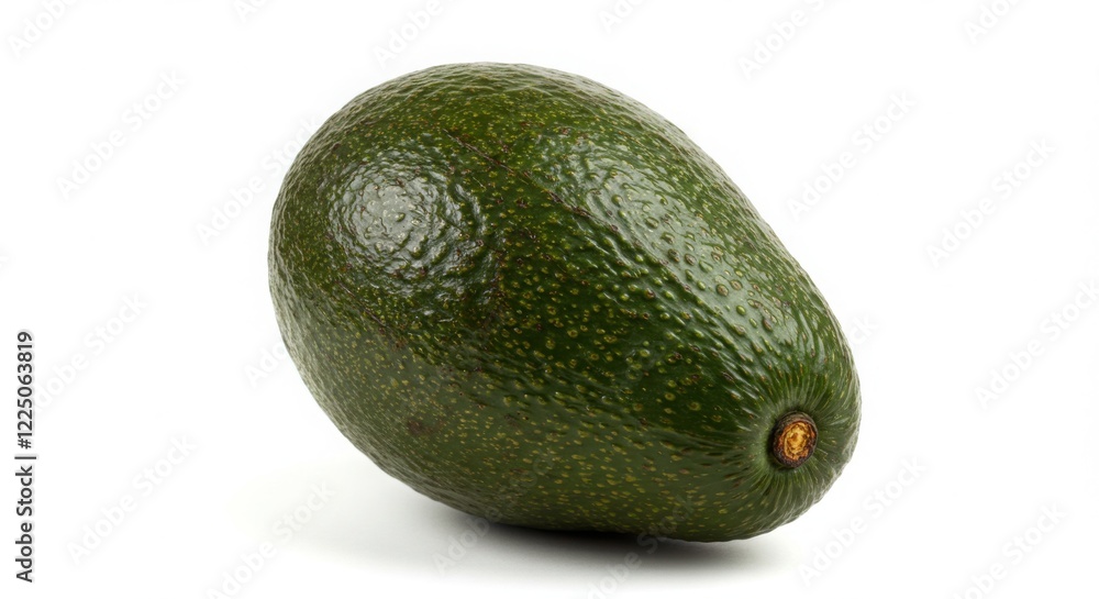 Single Whole Green Avocado Fruit Isolated on White Background Single Whole Green Avocado Fruit Isolated on White Background