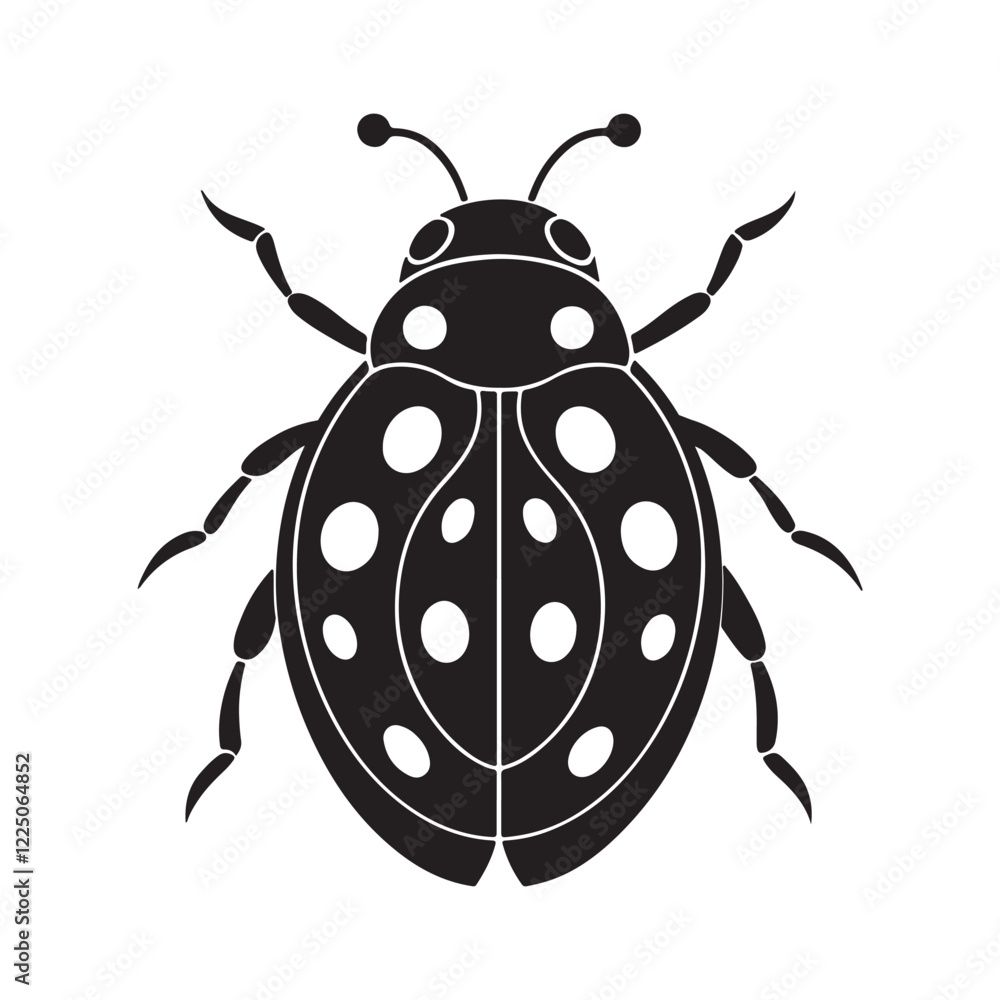 ladybug silhouette, black and white silhouette, vector and illustration ladybug silhouette, black and white silhouette, vector and illustration