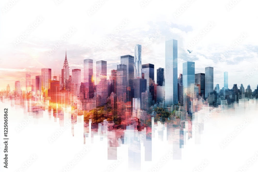 Fototapeta premium Innovative city skyline art urban environment abstract visuals creative interpretation gigapixel photography modern metropolis