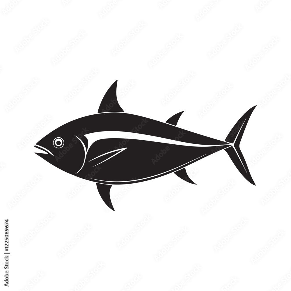 tuna fish silhouette, black and white silhouette, vector and illustration tuna fish silhouette, black and white silhouette, vector and illustration