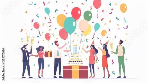 Joyful people preparing for birthday celebration and holiday party