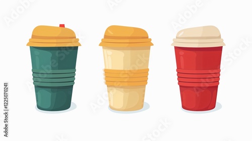 Wallpaper Mural Colorful Plastic Travel Cup Cartoon Icon for Hiking Containers Torontodigital.ca