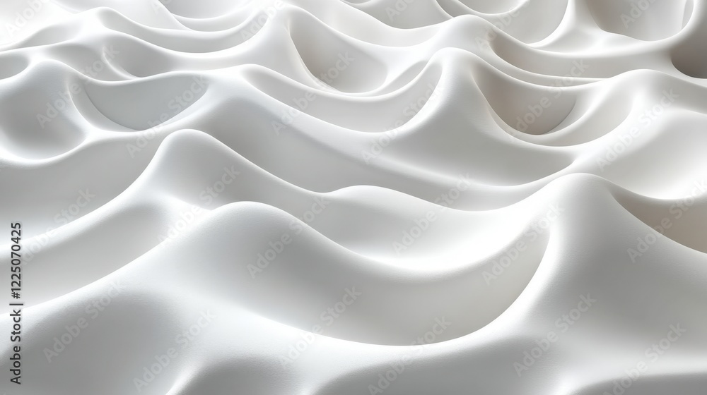 Obraz premium White Abstract Wave Texture Background: Smooth Undulating 3D Surface Pattern