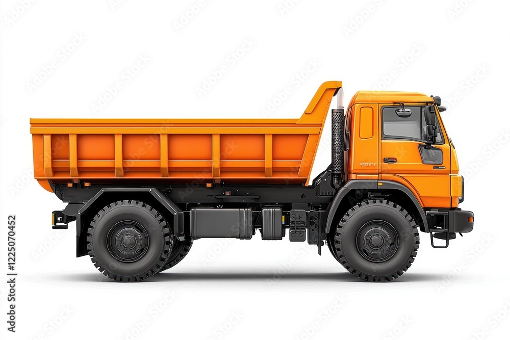Fototapeta premium Dump Truck isolated on white background. Dump Truck icon. Heavy Machinery isolated on white. Construction Vehicle. Dump Truck Design Element. Dump Truck Isolated for Designers. Dump Truck isolated.