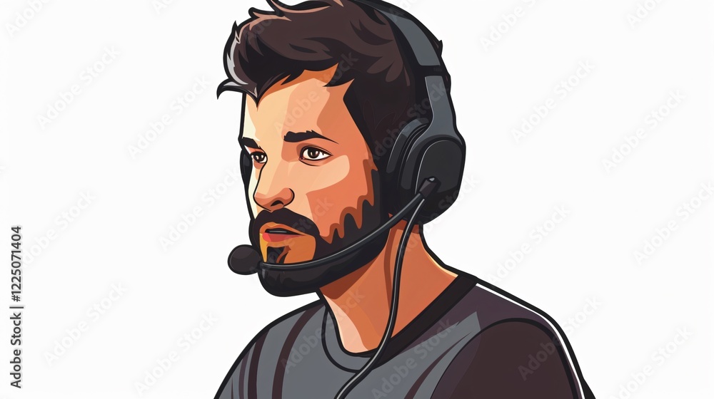 Obraz premium Professional Support Operator Cartoon Vector Design
