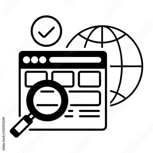 Domain Name Top TLD finder vector icon design, Web hosting service Symbol, Computing machines Sign, Internet Application Management stock illustration,Finding and Search desired .com concept