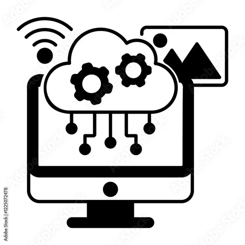 virtual digital storage image vector icon design, Web hosting service Symbol, Computing machines Sign, Internet Application Management stock illustration, Cloud snapshots concept