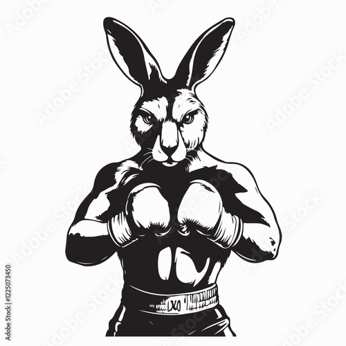 Boxing Kangaroo Ready for Battle, Gloved and Strong in the Ring in Vector Illustration photo