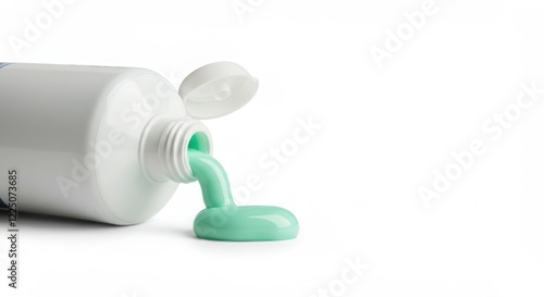 Green Toothpaste Squeezing From White Tube On White Background