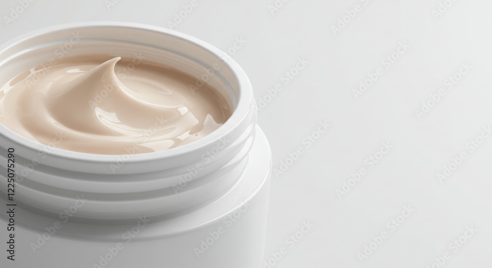 Close Up of Cream in White Jar Container on White Background Close Up of Cream in White Jar Container on White Background