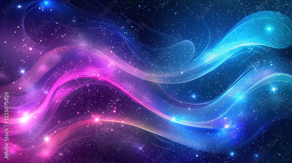 Abstract Colorful Waves with Stars in Cosmic Background Design Abstract Colorful Waves with Stars in Cosmic Background Design