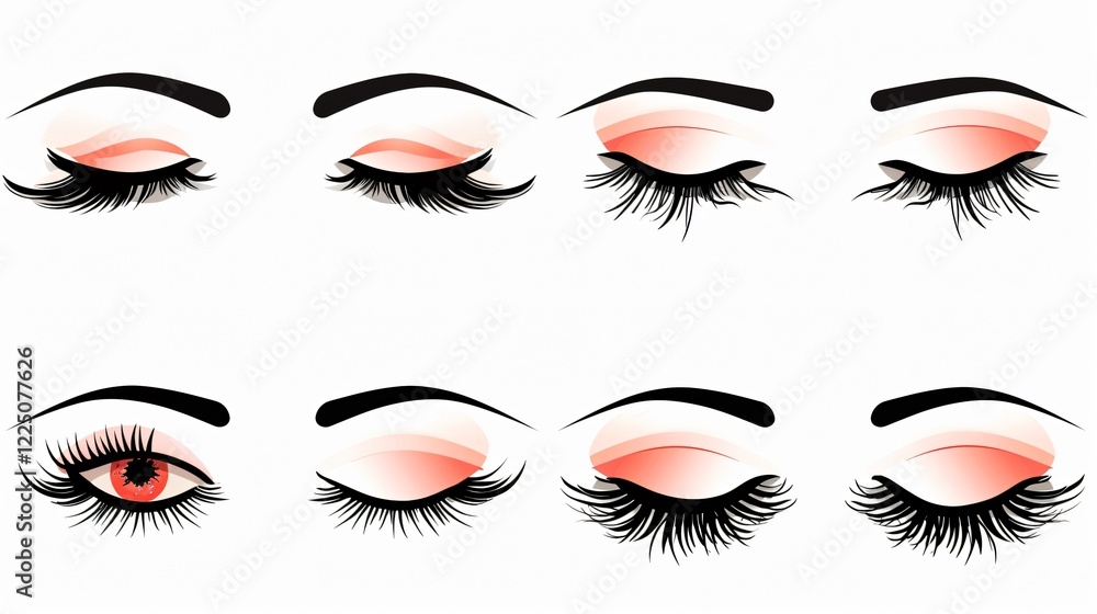 Eyelashes Logo Vector Set Isolated on White Background for Beauty and Makeup Brands Eyelashes Logo Vector Set Isolated on White Background for Beauty and Makeup Brands