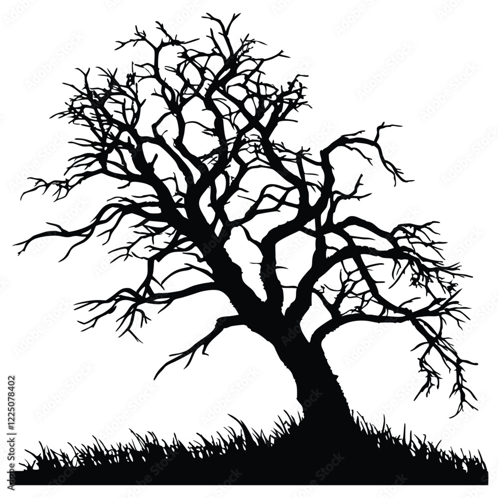 Fototapeta premium Vector Bare Tree Silhouette