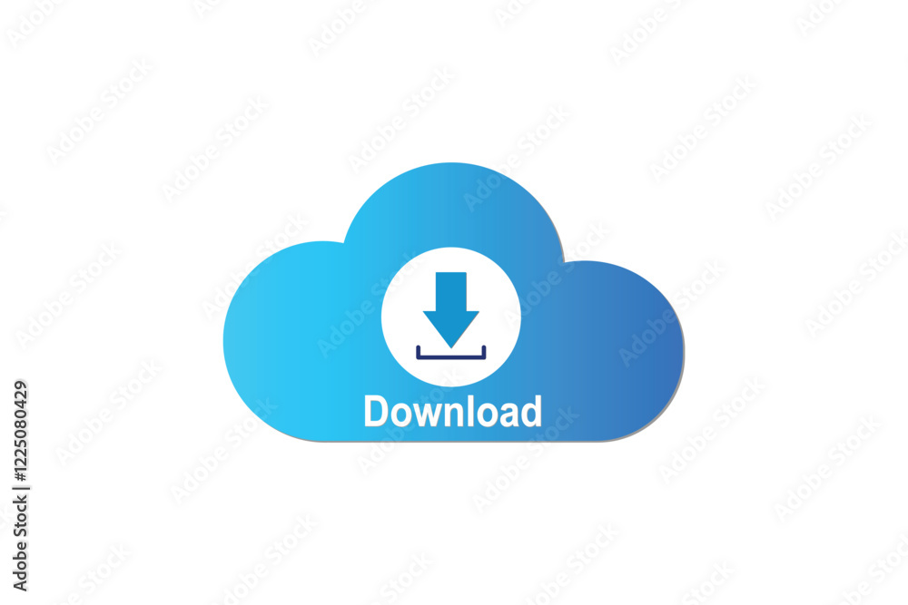 Blue download icon on cloud, on white background. Vector illustration. Web button. Blue download icon on cloud, on white background. Vector illustration. Web button.