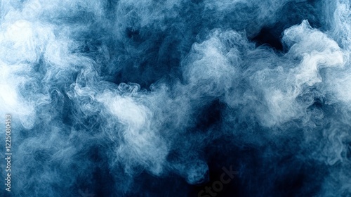 Abstract image featuring a dynamic interplay of dark blue and white watercolor clouds. The texture is soft and the color palette evokes a cool photo