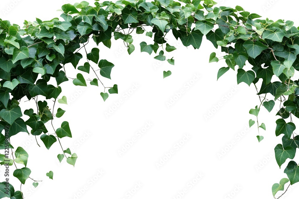Green Arch of Climbing Vines: A Natural Canopy of Leaves on White Background Green Arch of Climbing Vines: A Natural Canopy of Leaves on White Background
