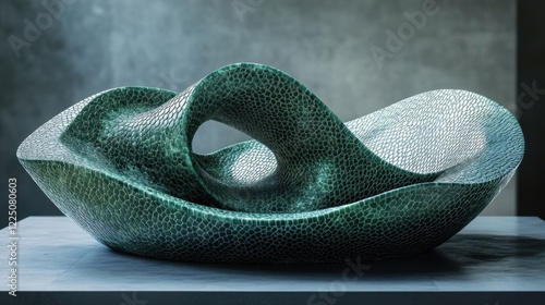 An elegant abstract green sculpture.