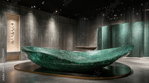 A luxury emerald green bathtub in a modern setting.