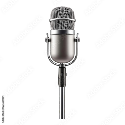 Studio microphone standing upright, ready for podcasting or recording