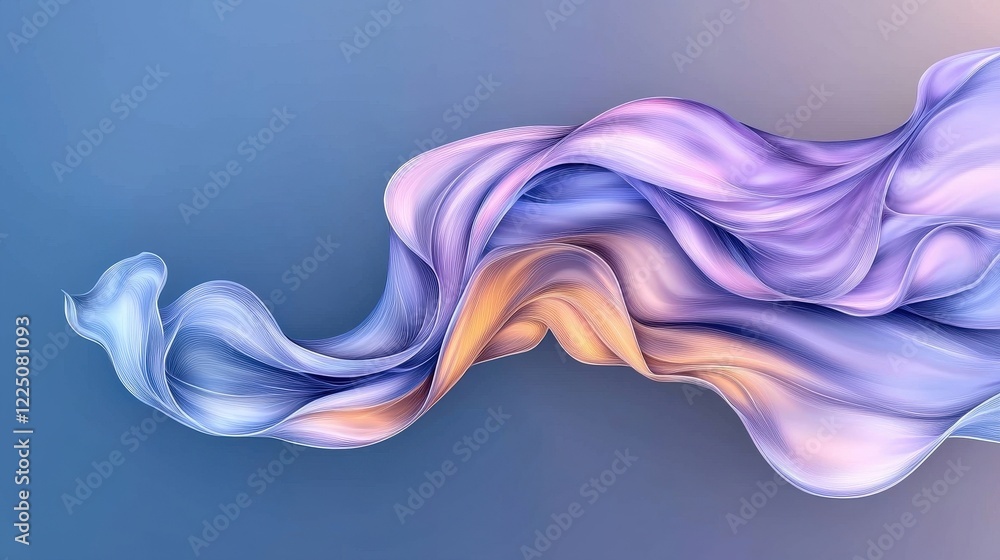 Obraz premium Elegant Flowing Silk Fabric Drapery in Soft Pastel Shades of Blue, Purple, and Peach